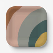 ボーホーミニマルアース音色の音波パターン ペーパープレート (正面)