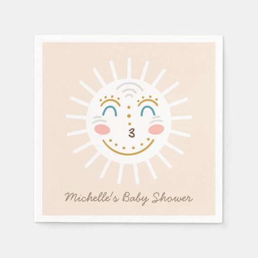 ボーホーレイオブサンシャインと文字 スタンダードカクテルナプキン (正面)