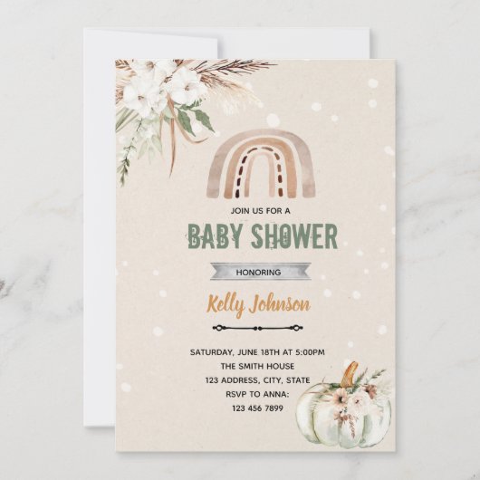 ボーホーレインボーかぼちゃテーマ 招待状 (正面)