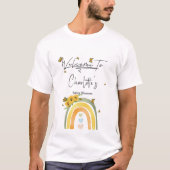 ボーホーレインボーとひまわりのベイビーシャワー Tシャツ (正面)
