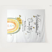 ボーホーレインボーとひまわりのベビーシャワー タペストリー (正面(横))