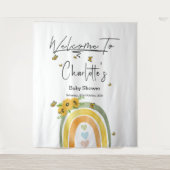 ボーホーレインボーとヒマワリのベイビーシャワー タペストリー (正面)