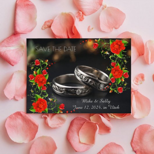 ボーホーレッド装飾花ウェディング セーブザデート