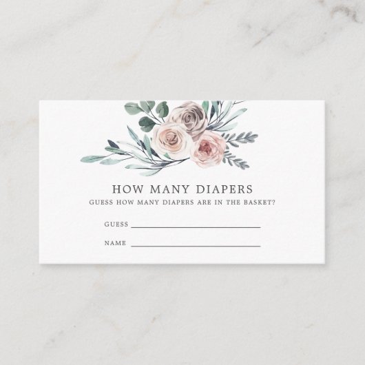 ボーホーローズベイビーシャワー　おむつが何枚あるか当ててみて エンクロージャーカード (正面)