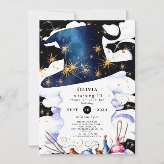 ボーホーワンド魔法ウィザード誕生日 招待状 (正面)