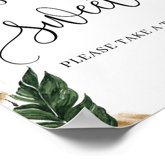 ボーホー夏のトロピカルリーフラブイズスイートサイン ポスター (角)