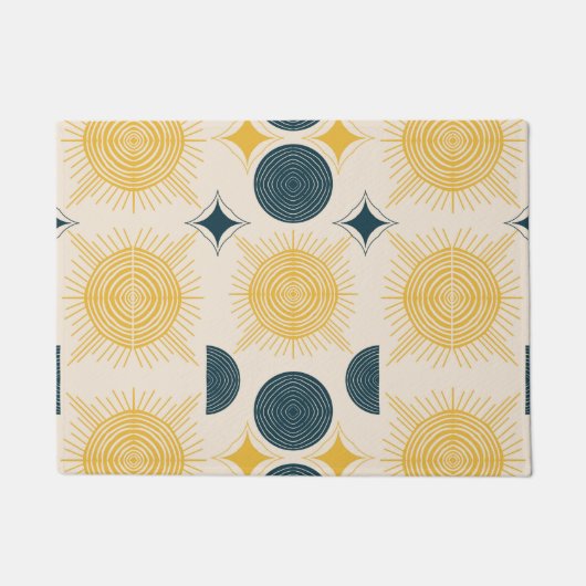 ボーホー天日月文様 ドアマット (正面)