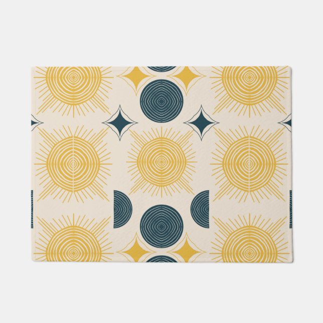 ボーホー天日月文様 ドアマット (正面)