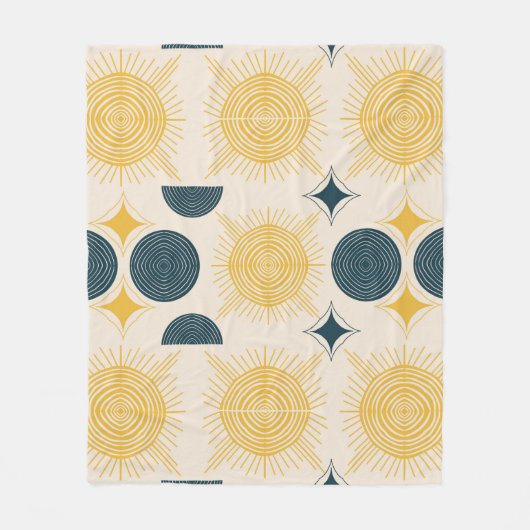 ボーホー天日月文様 フリースブランケット (正面)