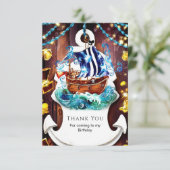 ボーホー子供の冒険海賊誕生日 サンキューカード (スタンド正面)