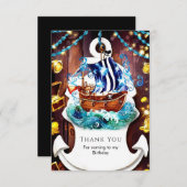 ボーホー子供の冒険海賊誕生日 サンキューカード (正面/裏面)