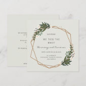 ボーホー幾何学ゴールドグリーンのみの受付案内 招待状 (正面/裏面)