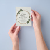 ボーホー幾何学ゴールドグリーンの予算結婚前お披露目パーティー チラシ (手)