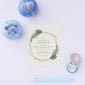 ボーホー幾何学ゴールドグリーンウェディング ブライダルシャワー チラシ (シングル)