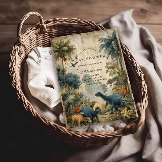 ボーホー恐竜ベイビーシャワー 招待状