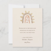 ボーホー恐竜ベージュベビーシャワーの感謝カード サンキューカード (裏面)