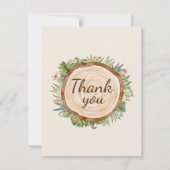 ボーホー恐竜ベージュベビーシャワー感謝カード サンキューカード (正面)