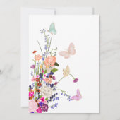 ボーホー春の野生の花々と蝶の結婚前お祝い 招待状 (裏面)