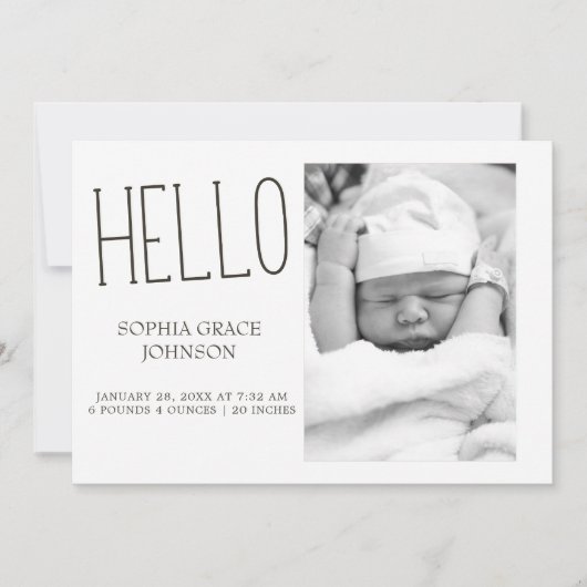 ボーホー森林の動物たちのかわいい写真ベイビー発表 招待状 (正面)