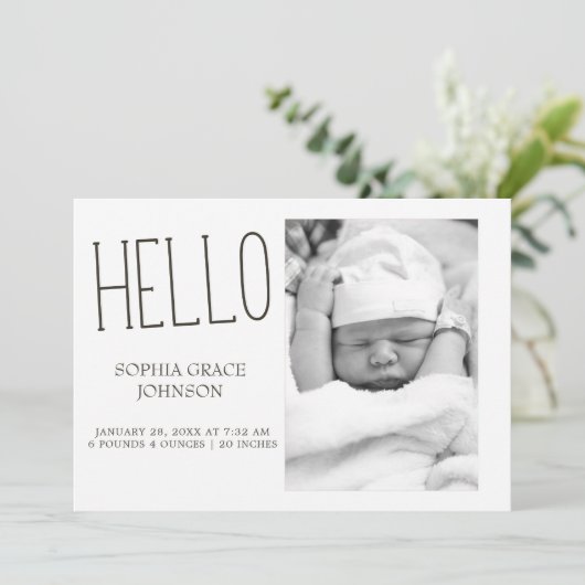 ボーホー森林の動物たちのかわいい写真ベイビー発表 招待状 (スタンド正面)