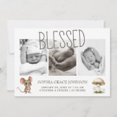 ボーホー森林の動物たちのかわいい写真ベイビー発表 招待状 (正面)