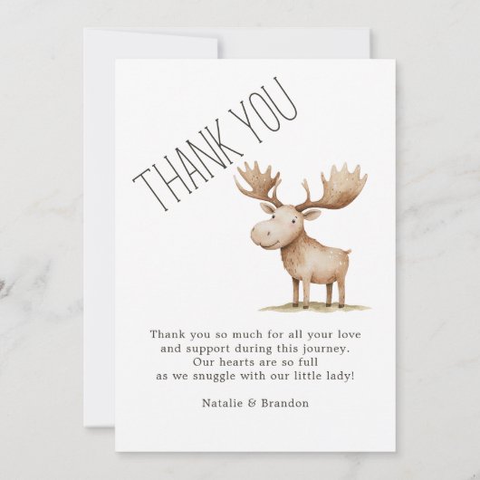 ボーホー森林の動物たちのかわいい写真ベイビー発表 招待状 (裏面)