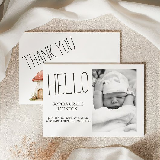 ボーホー森林の動物たちの写真を使ったベイビーアナウンスメント 招待状