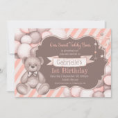 ボーホー水彩くま 赤ちゃん 誕生日 招待状 (正面)