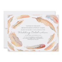 ボーホー水彩の羽根 トリバルでワイルドなウェディング