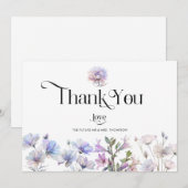 ボーホー水彩の野生の花の感謝カード サンキューカード (正面/裏面)