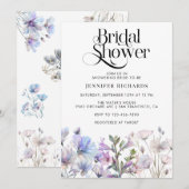 ボーホー水彩の野生の花 ブライダルシャワー 招待状 (正面/裏面)