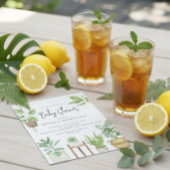 ボーホー水彩の鉢植え植物ベイビーシャワー 招待状