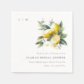 ボーホー水彩イエロー レモン ガーデン ブライダル シャワー スタンダードカクテルナプキン (正面)