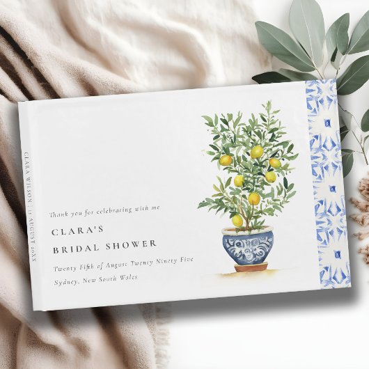 ボーホー水彩イエロー レモン ツリー ブライダル シャワー ゲストブック