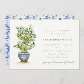 ボーホー水彩イエロー レモン ツリー ベイビー シャワー 招待状 (正面/裏面)