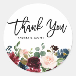 ボーホー水彩オータム フラワガーランド ラウンドシール