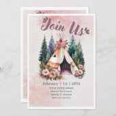 ボーホー水彩キャンプ招待状 招待状 (正面/裏面)