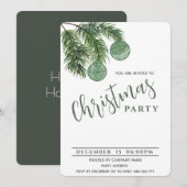 ボーホー水彩クリスマスボール コーポレートホリデー 招待状 (正面/裏面)