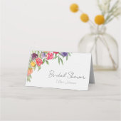 ボーホー水彩チューリップとグリーン プレイスカード (正面)