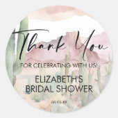 ボーホー水彩デザート自然ケーキサボテンありがとう ラウンドシール (正面)