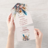 ボーホー水彩パンパスグラス ウェディング オールインワン招待状 (貼ってはがせる)