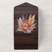 ボーホー水彩パンパスグラス ウェディング オールインワン招待状 (外側)