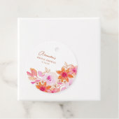 ボーホー水彩ピンクオレンジ花 ブライダルシャワー フェイバータグ (インサイチュ)