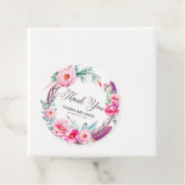 ボーホー水彩ピンク牡丹の花輪ありがとうございます フェイバータグ (インサイチュ)