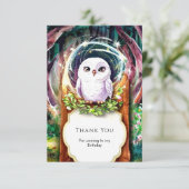 ボーホー水彩フクロウ誕生日 サンキューカード (スタンド正面)