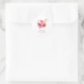 ボーホー水彩マジェンタ レッド フラワーズ ブライダル シャワー ラウンドシール (バッグ)