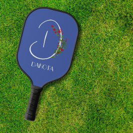 ボーホー水彩モノグラムのアルファベットD ピックルボールラケット