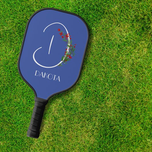 ボーホー水彩モノグラムのアルファベットD ピックルボールラケット
