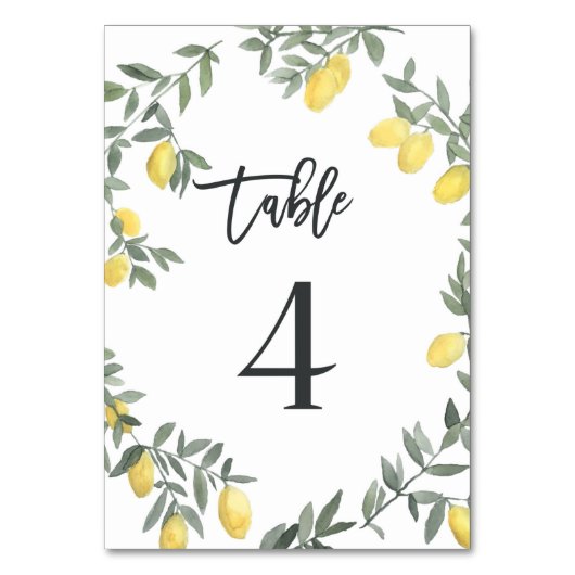 ボーホー水彩レモンリース テーブル4 テーブルナンバー (正面)