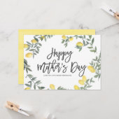 ボーホー水彩レモンリース ハッピー マザーズデー カード (正面/裏面インサイチュ)